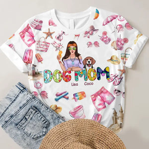 Personalzied Dog Mom Hippie Style With Dog Name 3D TShirt Printed PNDT2906