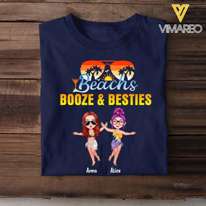 Personalized Beachs Booze & Besties T-shirt Printed MTHKVH3006