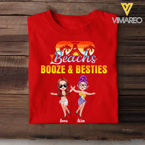 Personalized Beachs Booze & Besties T-shirt Printed MTHKVH3006