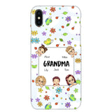 Personalized Grandma with Kids Name Flowers Background Gift For Grandma Phonecase PNDT2906