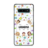 Personalized Grandma with Kids Name Flowers Background Gift For Grandma Phonecase PNDT2906