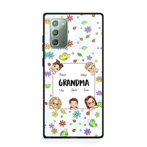 Personalized Grandma with Kids Name Flowers Background Gift For Grandma Phonecase PNDT2906