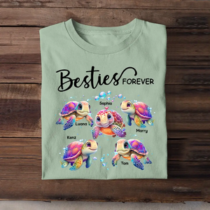 Personalized Bestie Best Friends Sisters Turttles Colorful Art 2D Printed Tshirt PTN4723