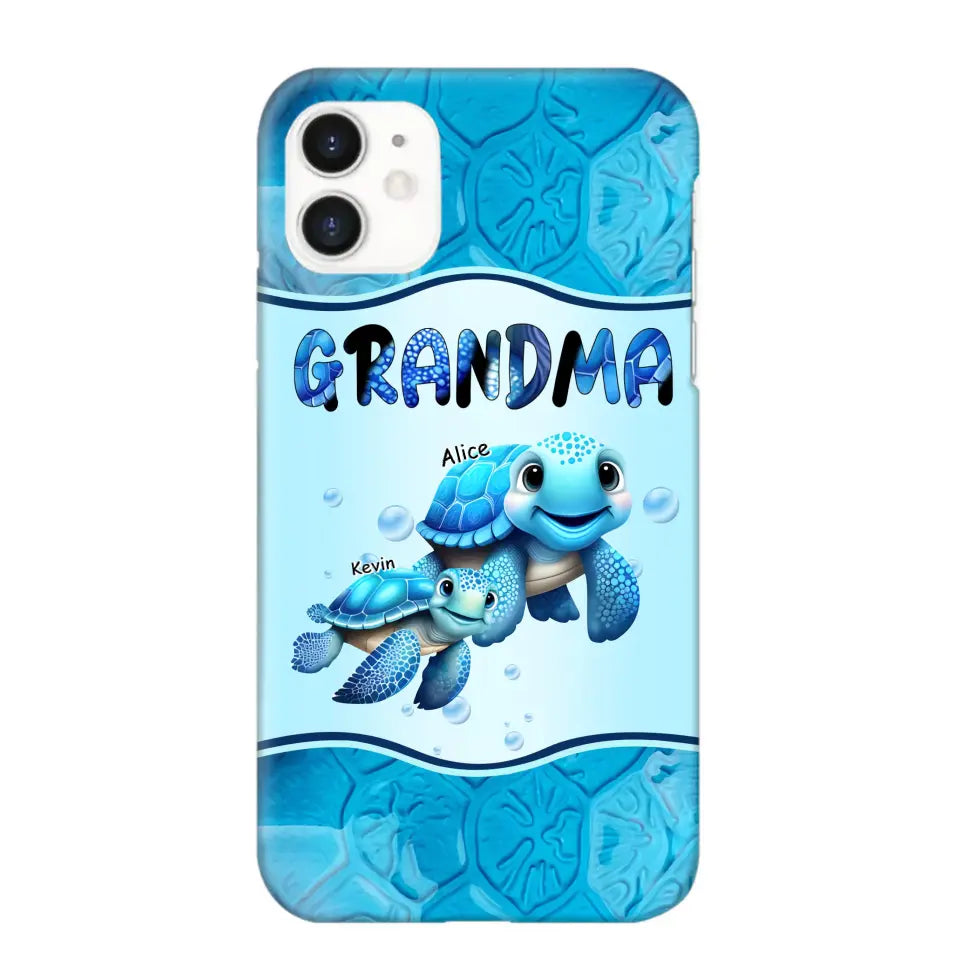 Personalized Grandma Turtles with Kid Name Ocean Background Gift For Grandma Phonecase 23JUN-HN30