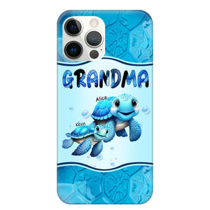 Personalized Grandma Turtles with Kid Name Ocean Background Gift For Grandma Phonecase 23JUN-HN30