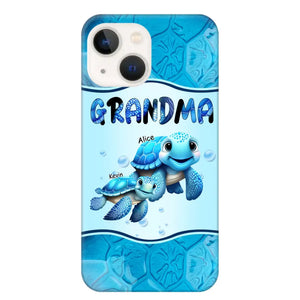 Personalized Grandma Turtles with Kid Name Ocean Background Gift For Grandma Phonecase 23JUN-HN30