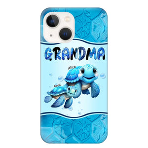 Personalized Grandma Turtles with Kid Name Ocean Background Gift For Grandma Phonecase 23JUN-HN30