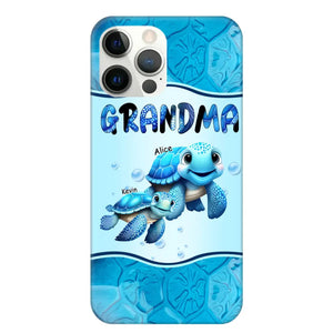 Personalized Grandma Turtles with Kid Name Ocean Background Gift For Grandma Phonecase 23JUN-HN30