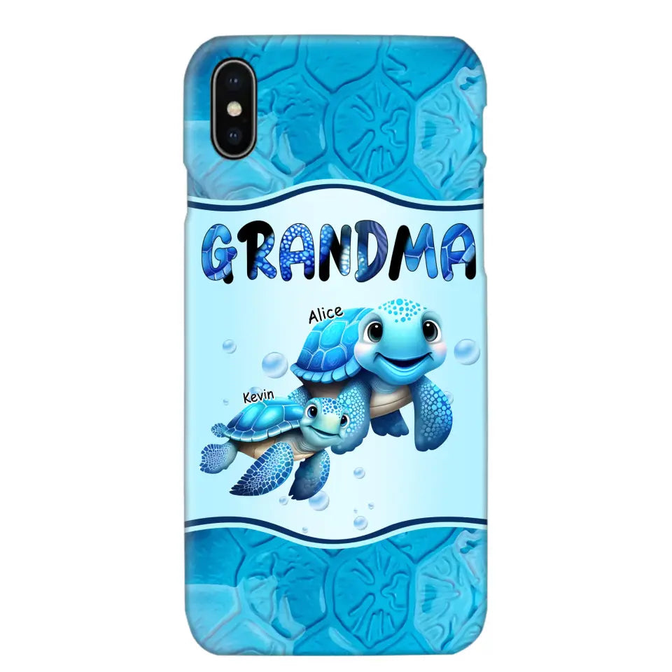 Personalized Grandma Turtles with Kid Name Ocean Background Gift For Grandma Phonecase 23JUN-HN30