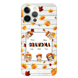 Personalized Fall Season Pumpkin Autumn Grandma with Kid Name Gift For Grandma Phonecase PNDT0707