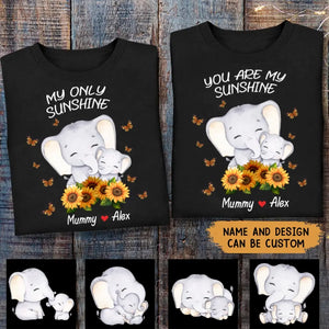 Personalized My Only Sunshine Elephant Mommy Sunflowers T-shirt Printed PNKVH0407