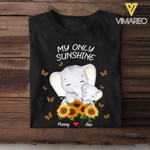 Personalized My Only Sunshine Elephant Mommy Sunflowers T-shirt Printed PNKVH0407