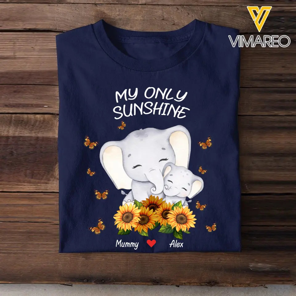 Personalized My Only Sunshine Elephant Mommy Sunflowers T-shirt Printed PNKVH0407