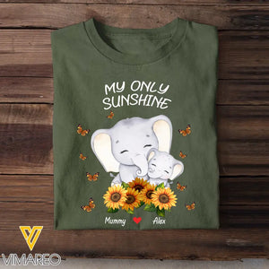 Personalized My Only Sunshine Elephant Mommy Sunflowers T-shirt Printed PNKVH0407