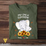 Personalized My Only Sunshine Elephant Mommy Sunflowers T-shirt Printed PNKVH0407