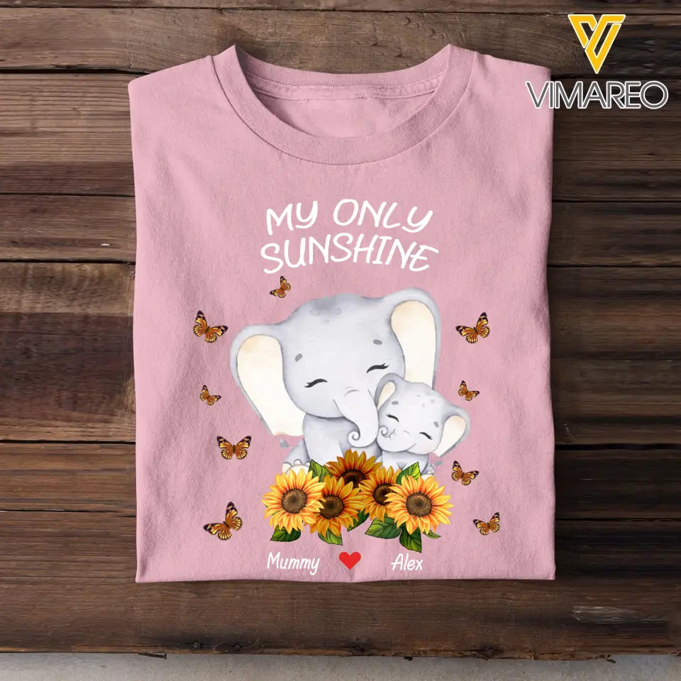 Personalized My Only Sunshine Elephant Mommy Sunflowers T-shirt Printed PNKVH0407