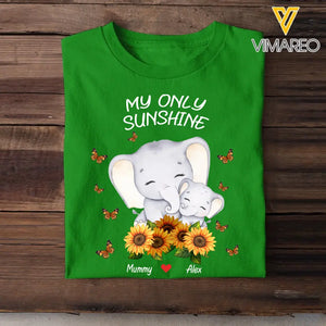 Personalized My Only Sunshine Elephant Mommy Sunflowers T-shirt Printed PNKVH0407