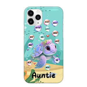 Personalized Auntie Turtle Colorful With Kids Phone Case Printed QTHN1007