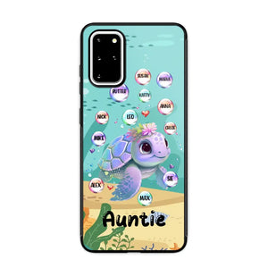 Personalized Auntie Turtle Colorful With Kids Phone Case Printed QTHN1007