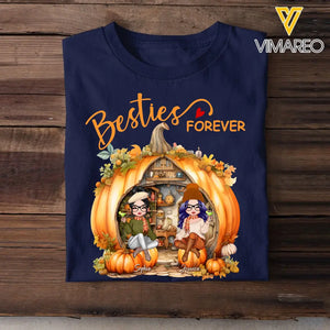 Personalized Besties Forever Fall Season Pumpkin T-shirt Printed MTHQ1007