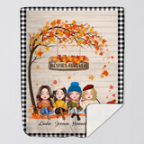 Personalized Besties Forever Fall Season Maple Leaves Fleece or Sherpa Blanket Printed PNHN1107