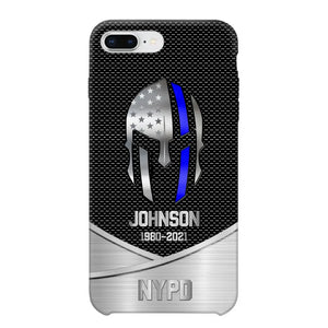 Personalized US Flag Law Enforcement Thin Blue Line Department Phone Case Printed 23JUL-PD12