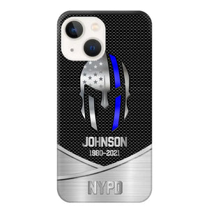 Personalized US Flag Law Enforcement Thin Blue Line Department Phone Case Printed 23JUL-PD12