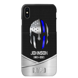 Personalized US Flag Law Enforcement Thin Blue Line Department Phone Case Printed 23JUL-PD12