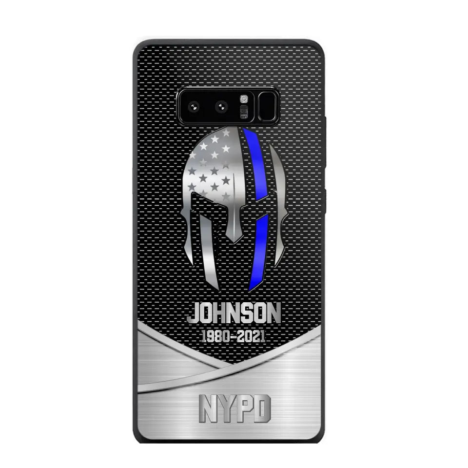 Personalized US Flag Law Enforcement Thin Blue Line Department Phone Case Printed 23JUL-PD12