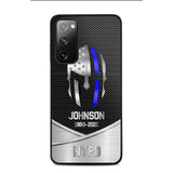 Personalized US Flag Law Enforcement Thin Blue Line Department Phone Case Printed 23JUL-PD12