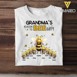 Personalized Grandma's Reason to Bee Happy & Kid Names T-Shirt Printed 23JUL-KVH12