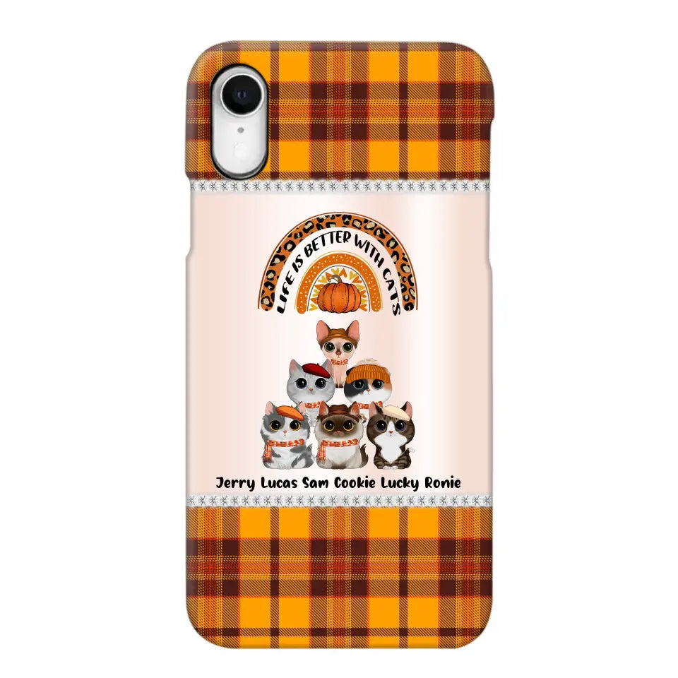 Personalized Life Is Better With Cats Fall Season Cat Lovers Phonecase Printed PNPVD1407