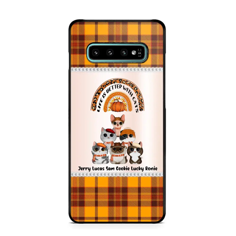 Personalized Life Is Better With Cats Fall Season Cat Lovers Phonecase Printed PNPVD1407