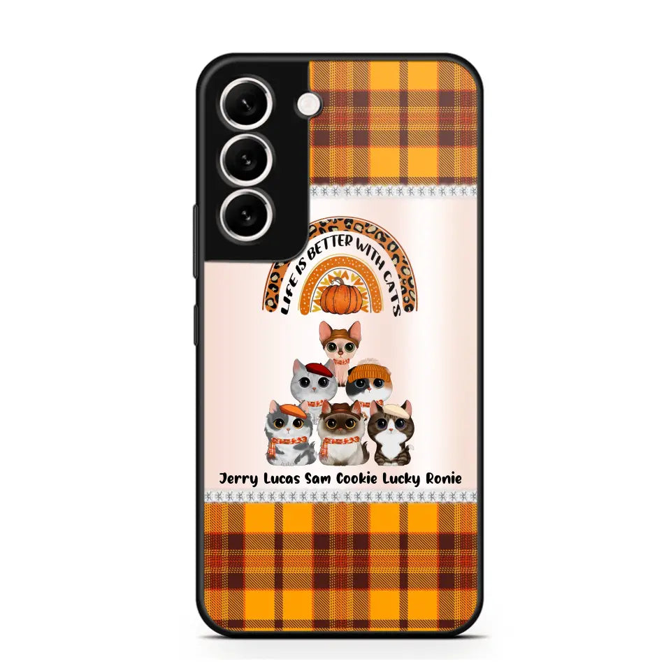 Personalized Life Is Better With Cats Fall Season Cat Lovers Phonecase Printed PNPVD1407