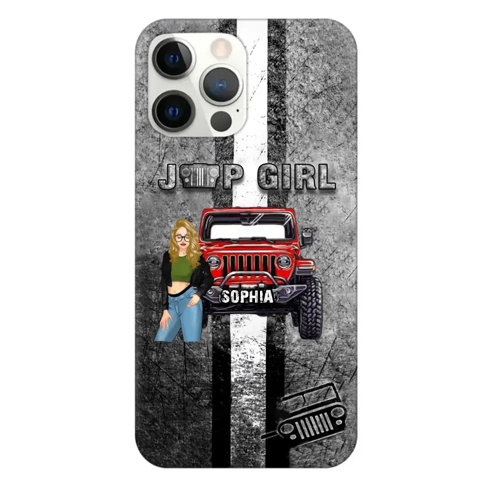 Personalized Jeep Girl with Name Phonecase Printed HTHHN2407