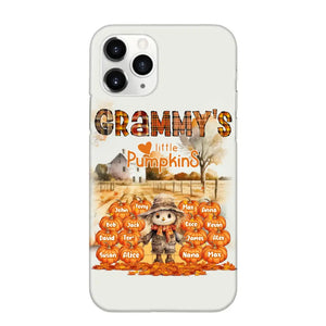 Personalized Fall Season Grandma's Little Pumpkins Scarecraw & Kid Names Phonecase Printed HTHPD2607