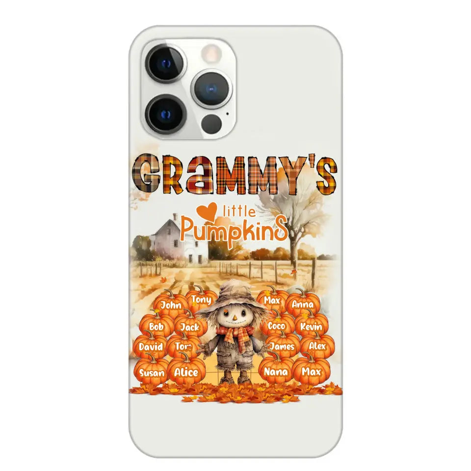 Personalized Fall Season Grandma's Little Pumpkins Scarecraw & Kid Names Phonecase Printed HTHPD2607