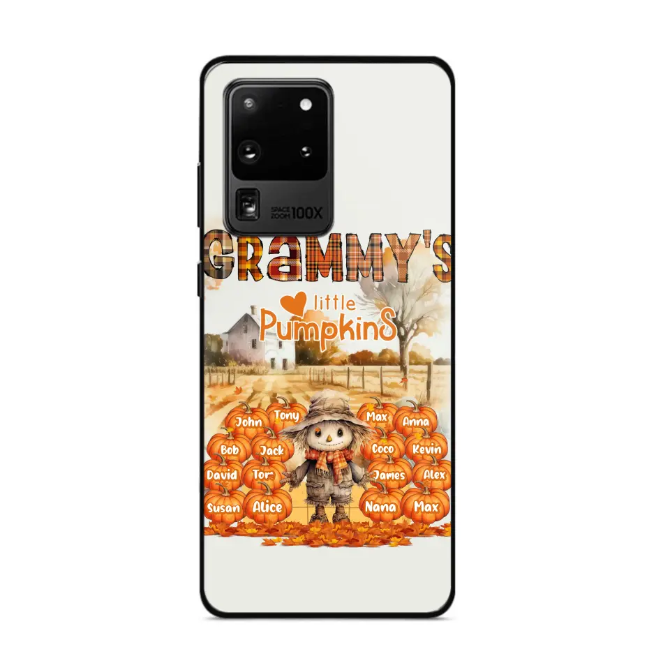 Personalized Fall Season Grandma's Little Pumpkins Scarecraw & Kid Names Phonecase Printed HTHPD2607