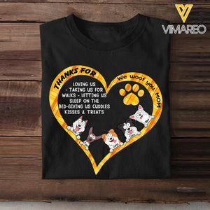 Personalized Thanks For Loveing Us We Woof You Mom Dog Names Dog Lovers Gift T-shirt Printed MTKVH2023121