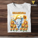 Personalized Grandma Elephant Sunflowers with Kid Names T-shirt Printed MTHN23172