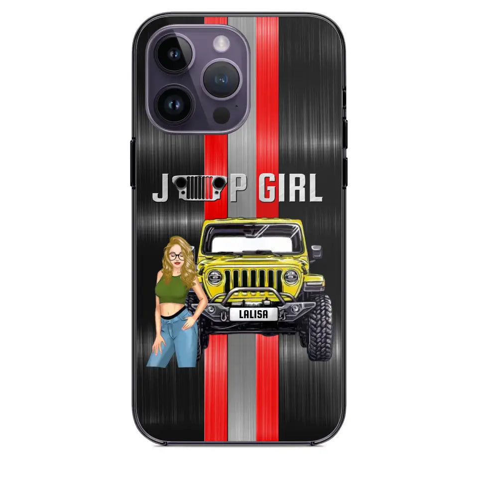 Personalized Jeep Girl with Name Phonecase Printed PVD23190