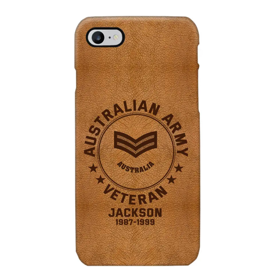 Personalized Australian Armed Force Leather Texture Phone Case Printed QTPN301