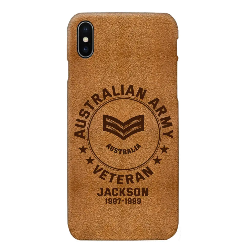 Personalized Australian Armed Force Leather Texture Phone Case Printed QTPN301