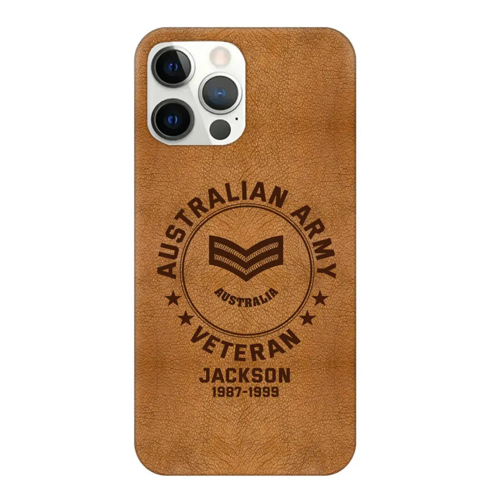 Personalized Australian Armed Force Leather Texture Phone Case Printed QTPN301