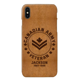 Personalized Canadian Armed Force Leather Texture Phone Case Printed QTPN301