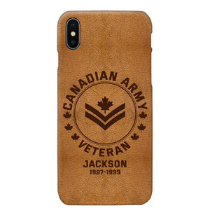 Personalized Canadian Armed Force Leather Texture Phone Case Printed QTPN301