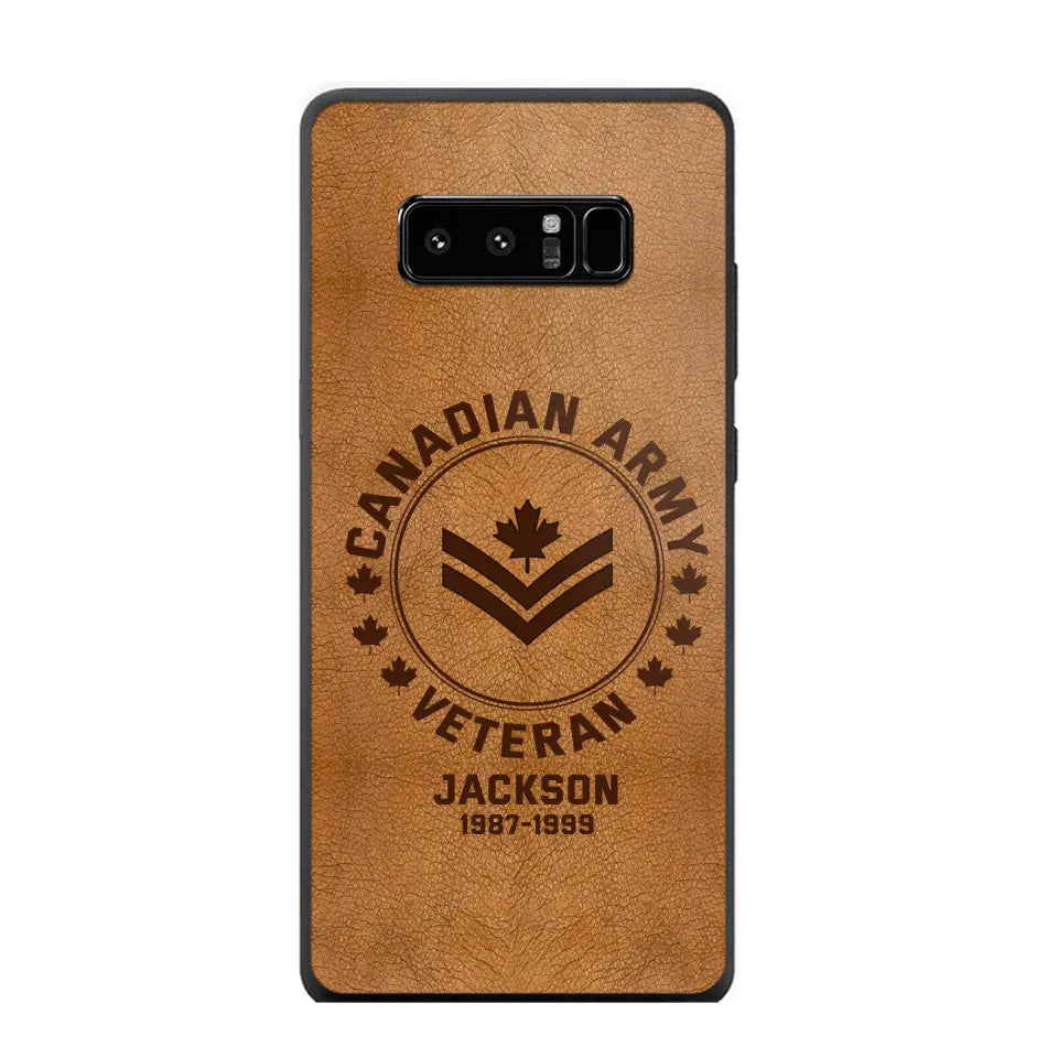 Personalized Canadian Armed Force Leather Texture Phone Case Printed QTPN301