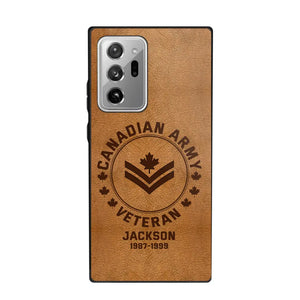 Personalized Canadian Armed Force Leather Texture Phone Case Printed QTPN301