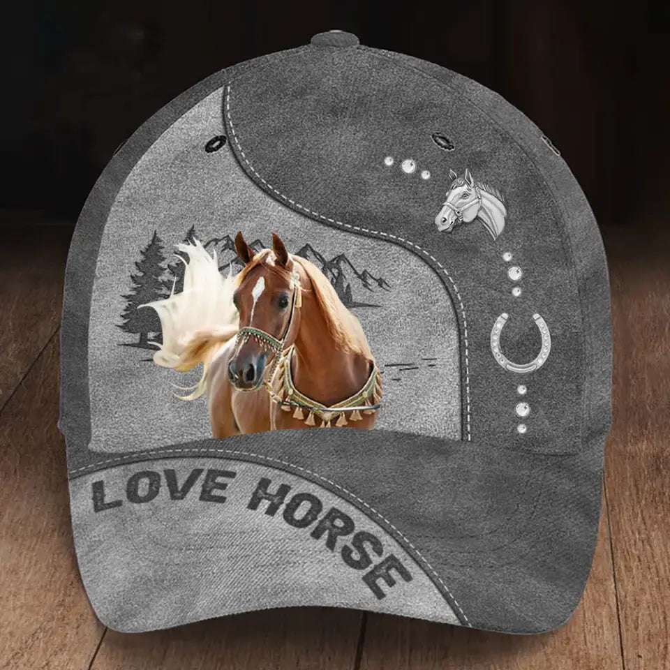 Personalized Upload Your Horse Photo Horse Lovers Gift Cap Printed HN23262