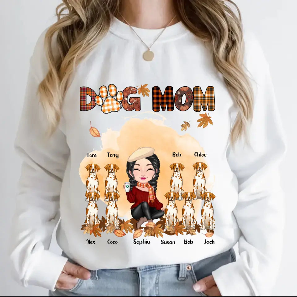 Personalized Dog Mom Dog Lovers Gift Fall Season Sweatshirt Printed PTN23340